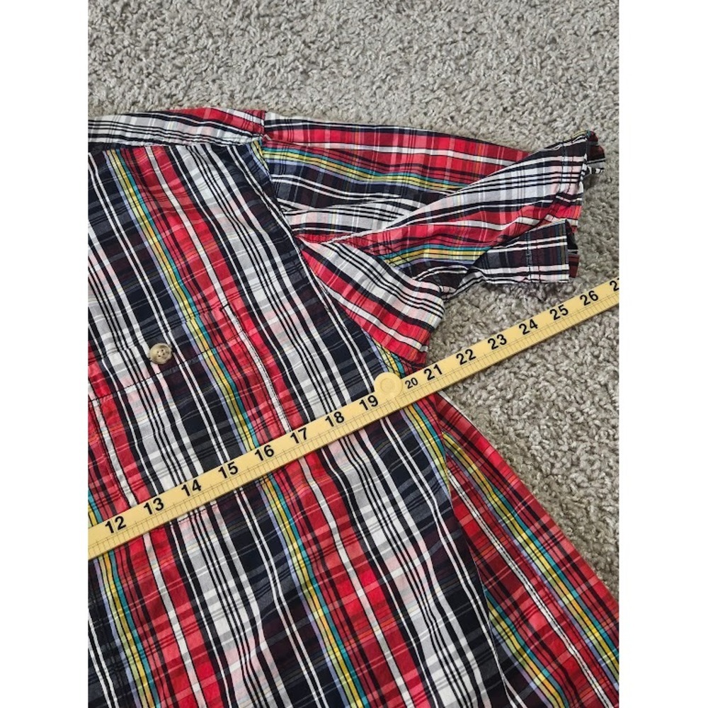 Duluth Trading Co Button Down Shirt Men Medium Red Plaid Short Sleeve Workwear - Picture 4 of 6